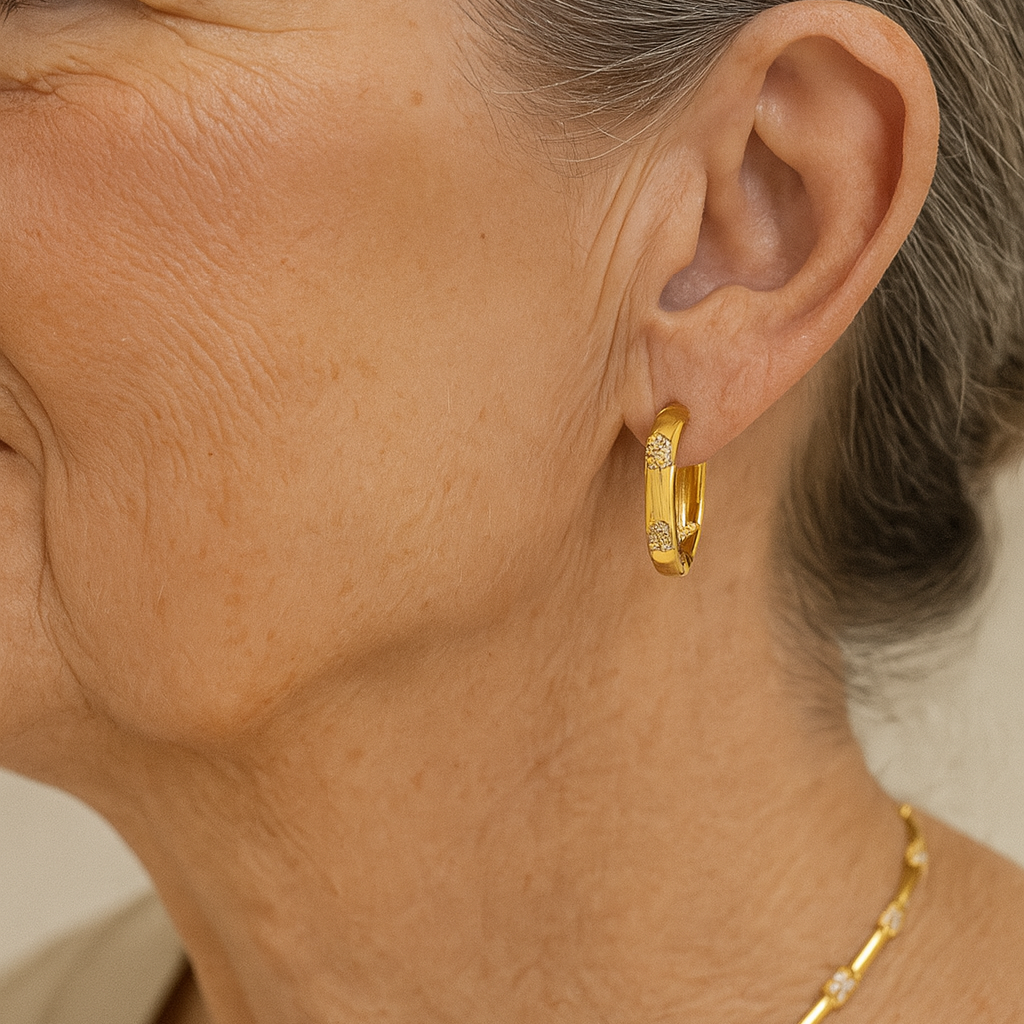 Golden Flower Hoop Earrings