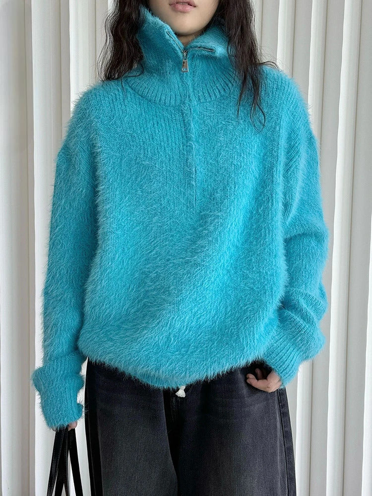 LM | Fluffy sweater with zipper