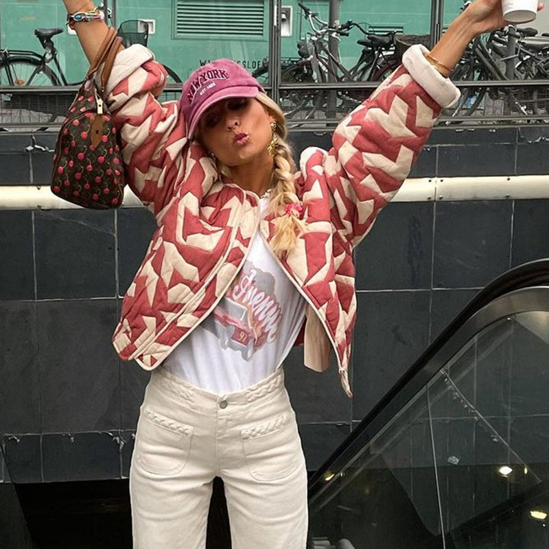 LM | stylish printed quilted jacket