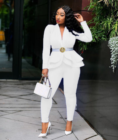 LM | Tracksuit with full sleeves ruffle blazer