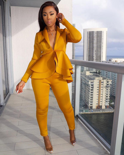 LM | Tracksuit with full sleeves ruffle blazer