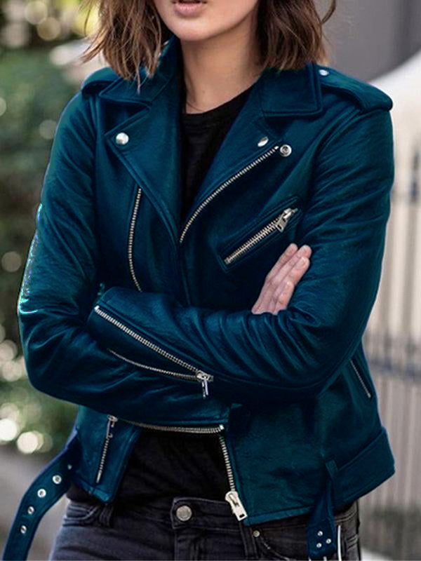 LM | Perfecto jackets made of imitation leather with zipper, elegant women's jackets