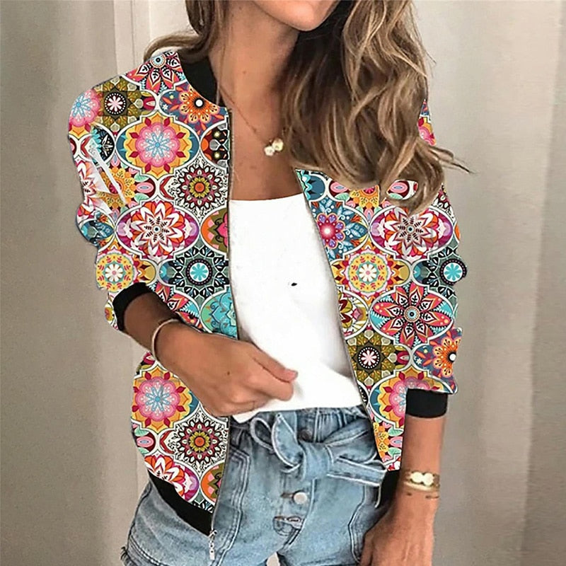 LM | Sequin jacket with a spring-like vintage floral pattern