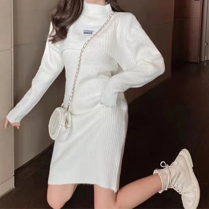 LM | Two-piece dress with buffet sleeves and scarf vest