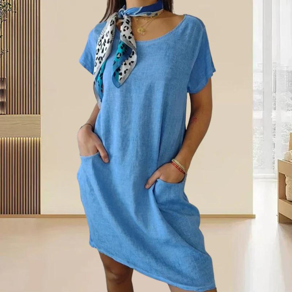 LM | Elegant dress for women with a round neckline