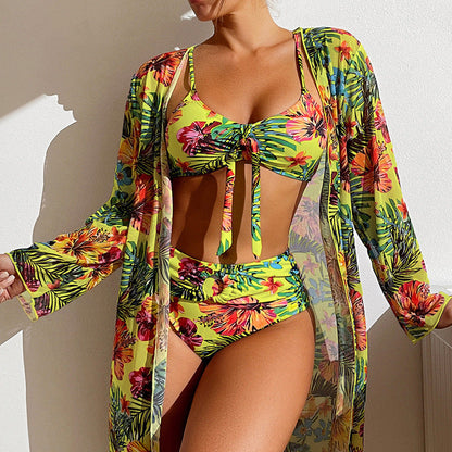 LM | Bikini with floral print and overlay