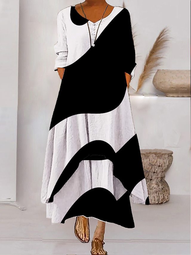 LM | Long sleeve maxi dress - button neckline