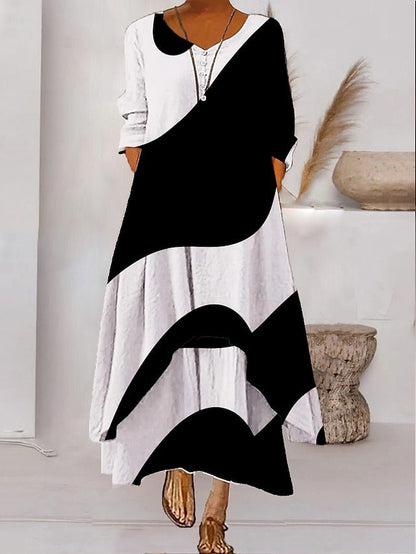 LM | Long sleeve maxi dress - button neckline