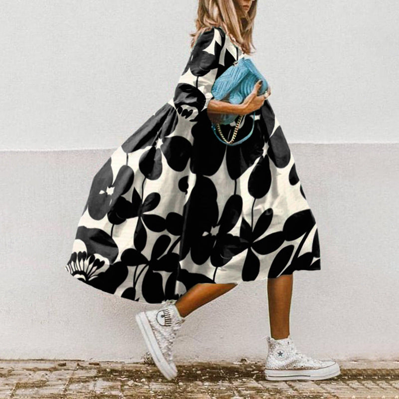 LM | Printed A-line midi dress