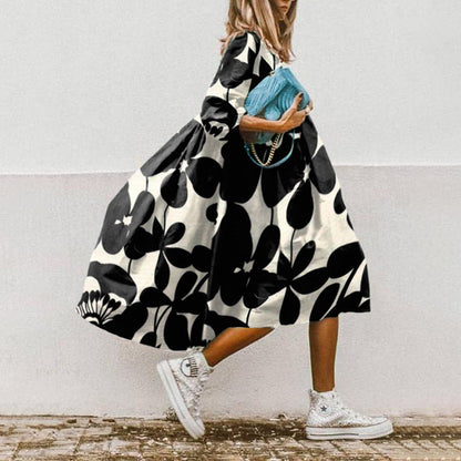 LM | Printed A-line midi dress