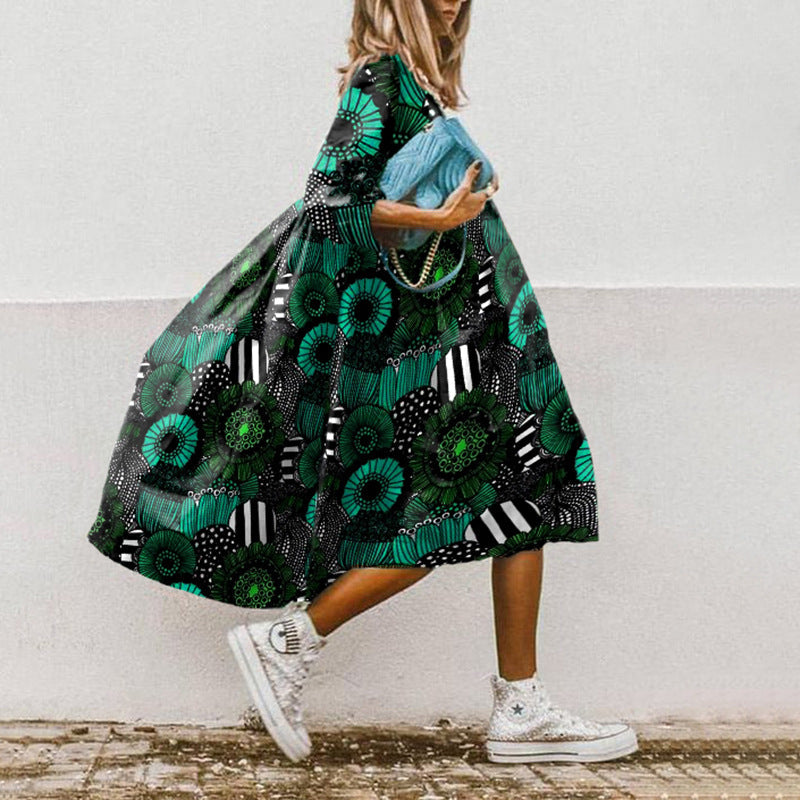 LM | Printed A-line midi dress