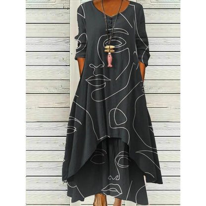 LM | Long sleeve maxi dress - button neckline
