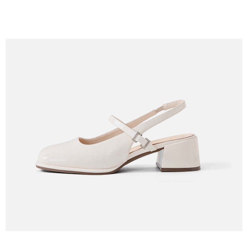 LM | Ladies Faux Leather Buckle Block Heels