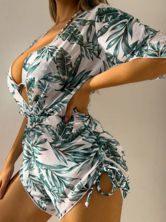 Braylee® | Tropical Printed Three-piece Bikini