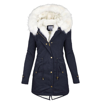 LM | Stylish warm coat with fur hood