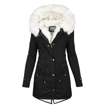 LM | Stylish warm coat with fur hood