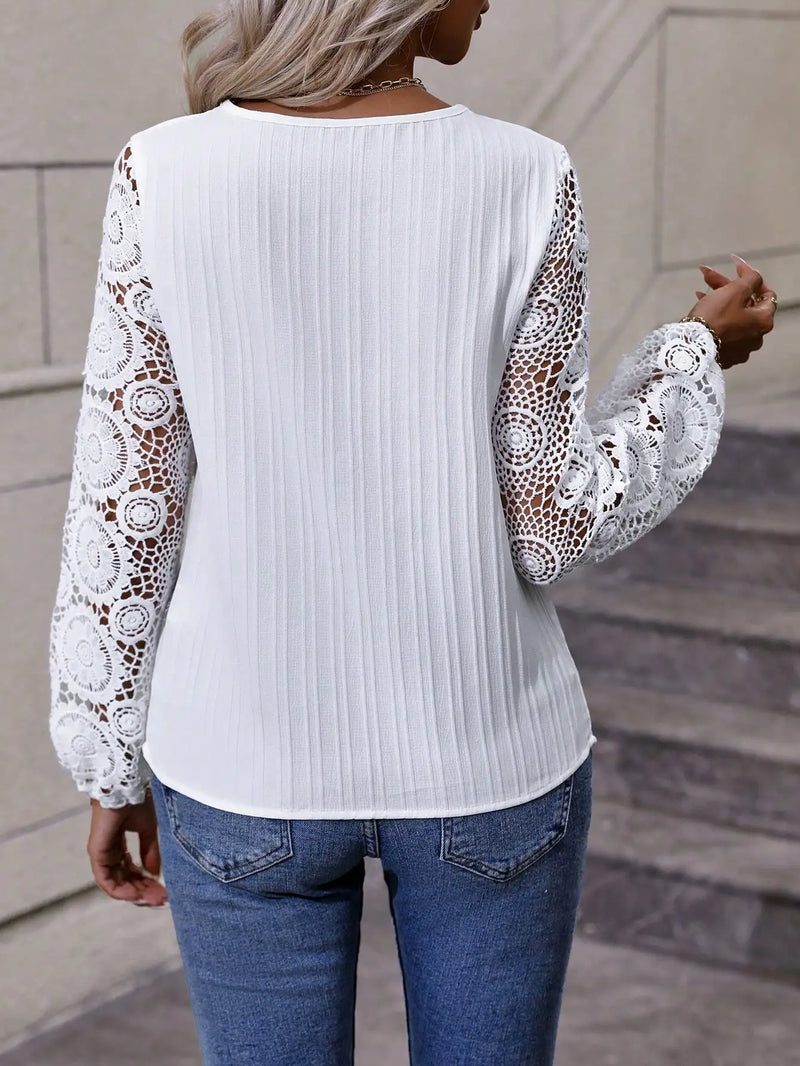 LM | Lantern sleeve hollow-out top