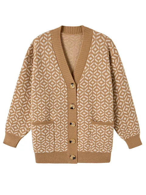 LM | Elegant knitted cardigan with button placket