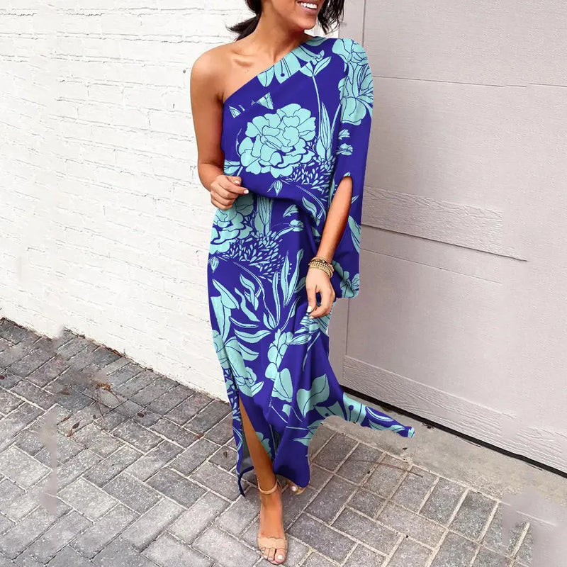 LM | Dresses with diagonal shoulders