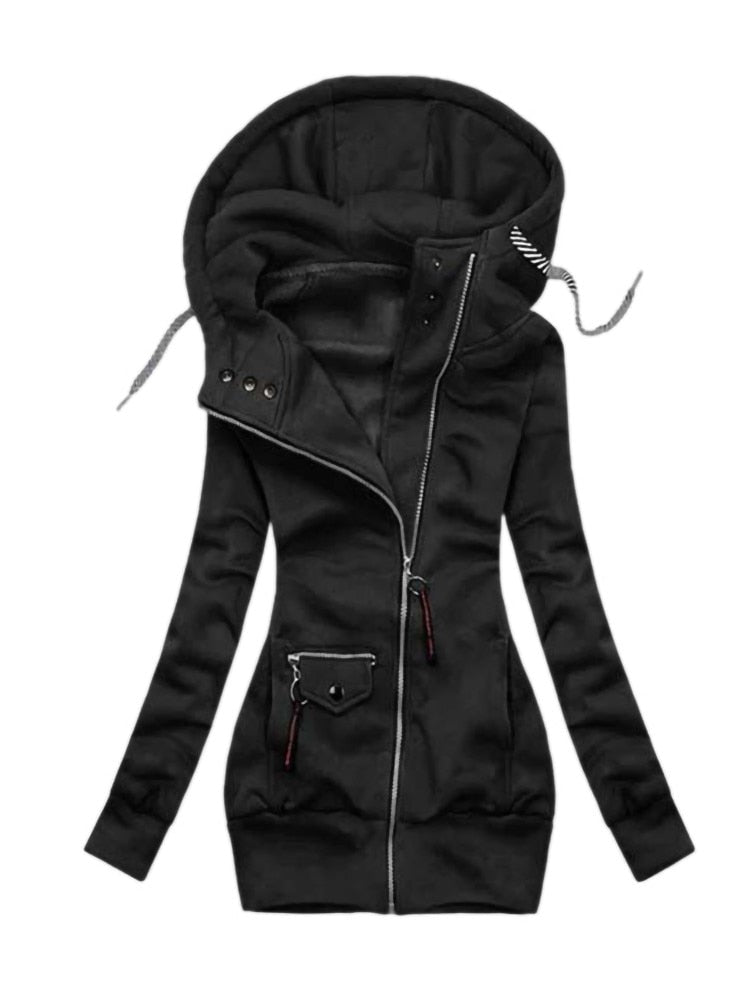 LM | Long sleeve jacket with drawstring zipper outerwear