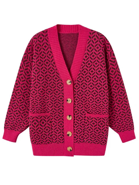 LM | Elegant knitted cardigan with button placket