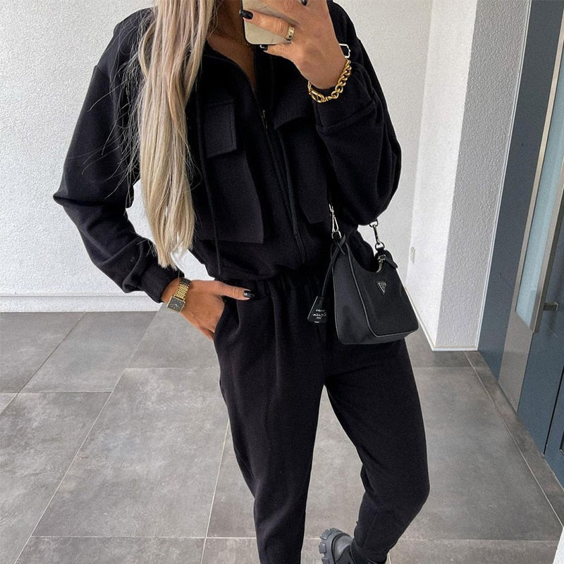 LM | women's fashion tracksuit | long sleeve zip jacket & trousers