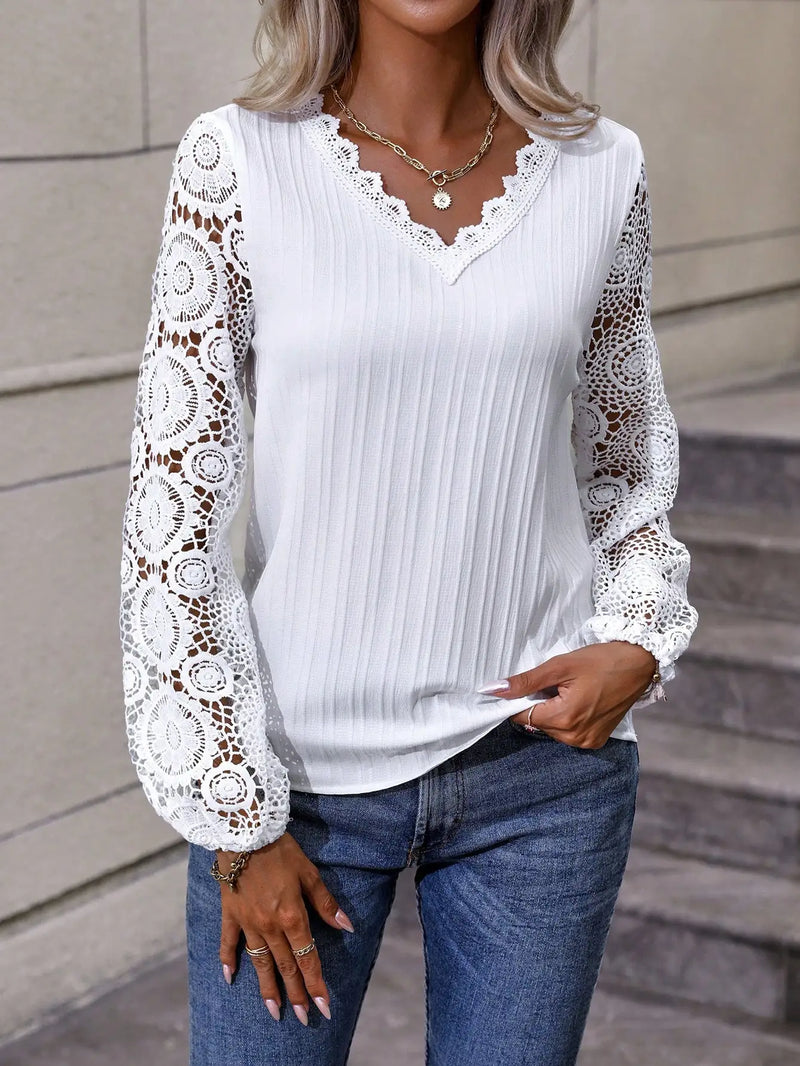 LM | Lantern sleeve hollow-out top