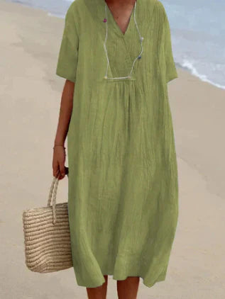 LM | Midi dress with V-neck
