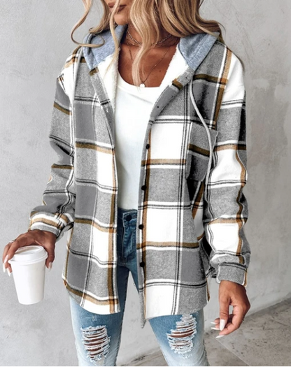 LM | warm check jacket with hood