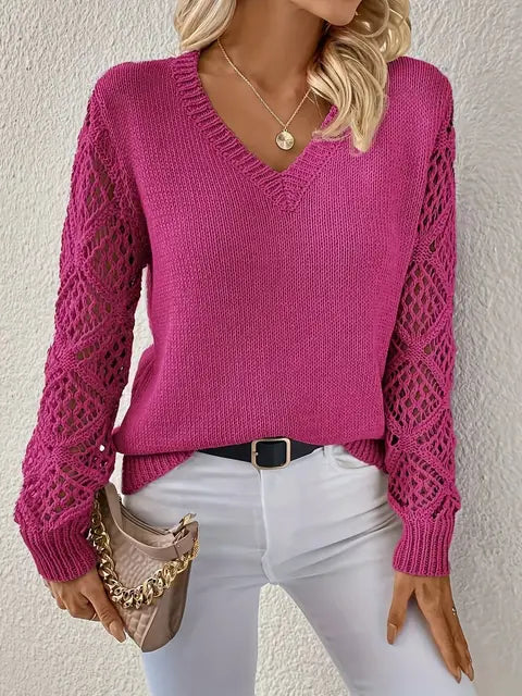 LM | Solid V-neck knitted sweater