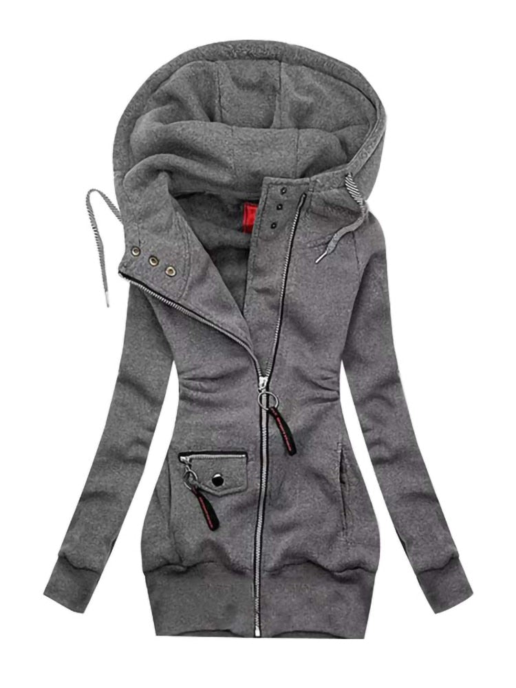 LM | Long sleeve jacket with drawstring zipper outerwear