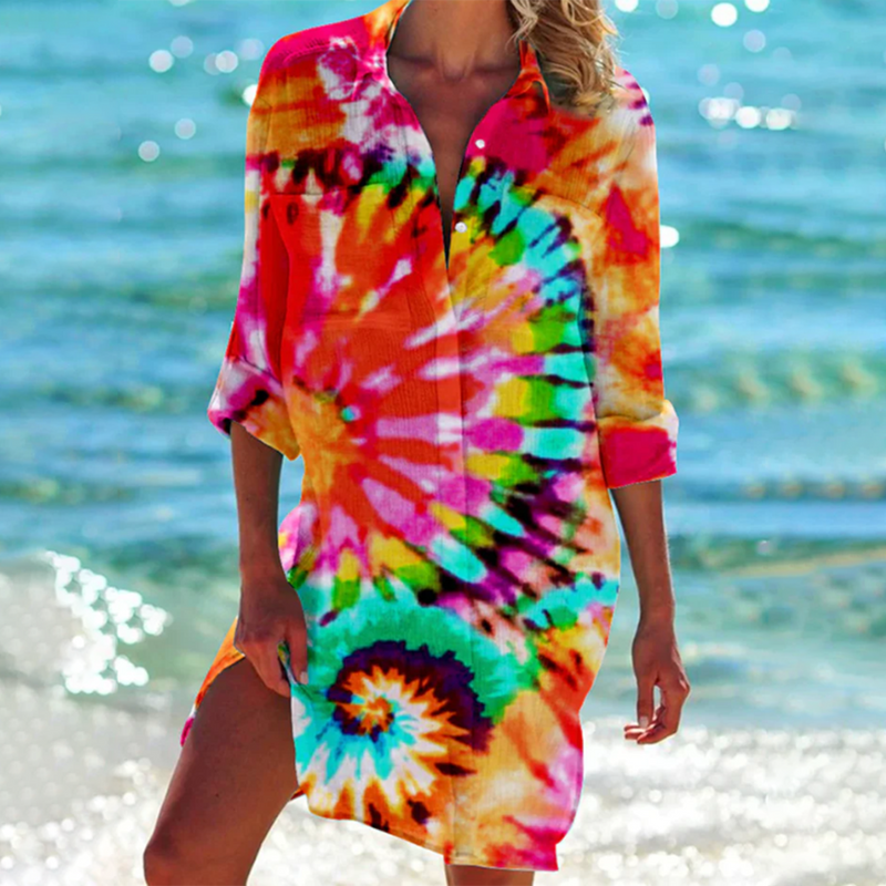 LM | Colorful button-up midi dress