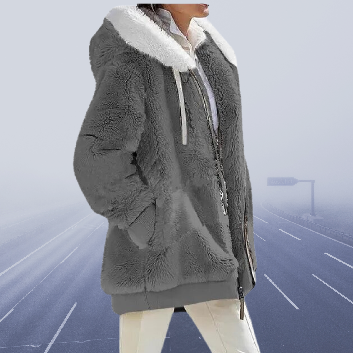 LM | stylish fleece jacket with hood