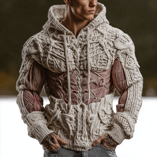 Men's Halloween Human Anatomy Art Embroidery Retro Hooded Sweater artswardrobe