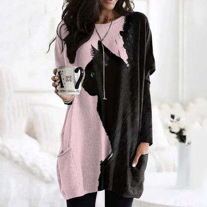 Black Cats Embroidered Comfy Tunic elevenforest