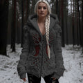 Women's Viking Tree Of Life Cable Knit Zip-up Hooded Sweater artswardrobe