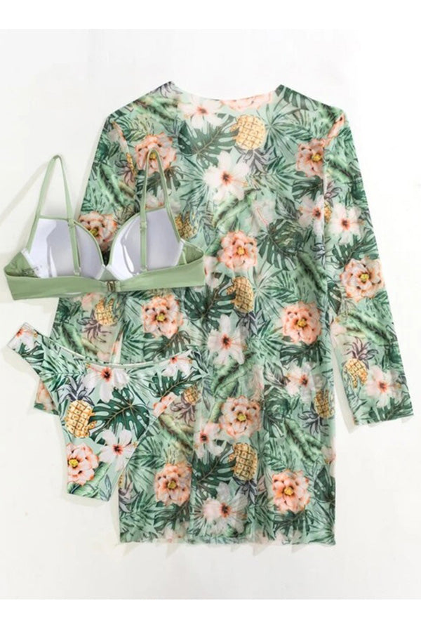 Rosalía® | Tropical Print Wrap Underwire Bikini With Cover-up