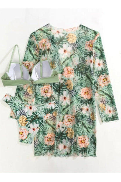 Rosalía® | Tropical Print Wrap Underwire Bikini With Cover-up