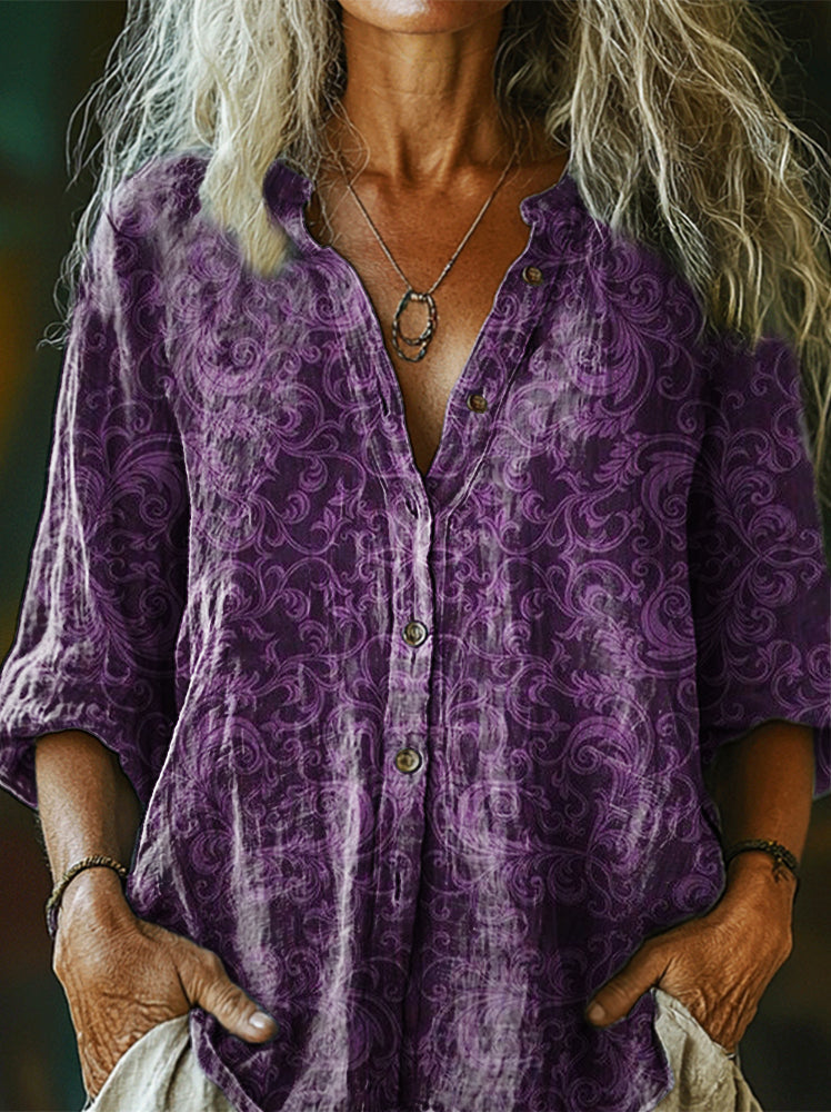Women's Art Painting Hippie Print Long Sleeve Shirt