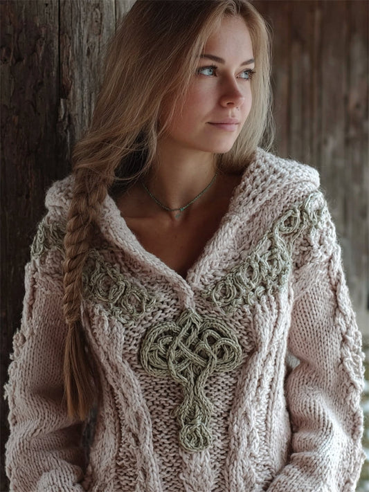 Vintage Viking Tree Of Life Celtic Cozy Hooded Sweater artswardrobe
