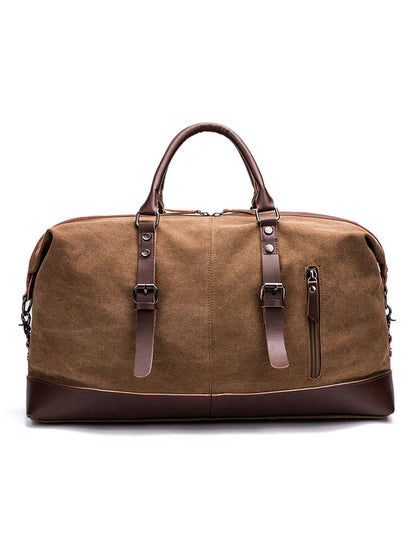 Vintage Washed Canvas Leather Patchwork Bag artswardrobe
