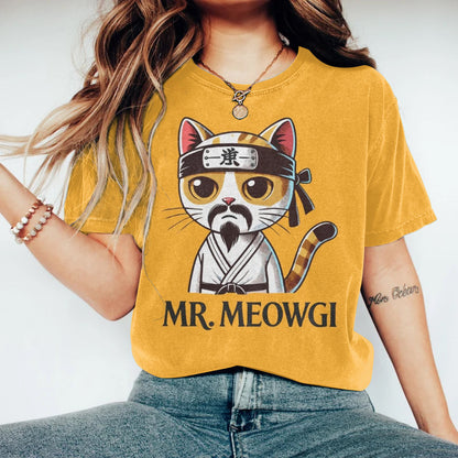 Mr. Meowgi Print Crew Neck Short Sleeve T-shirt elevenforest