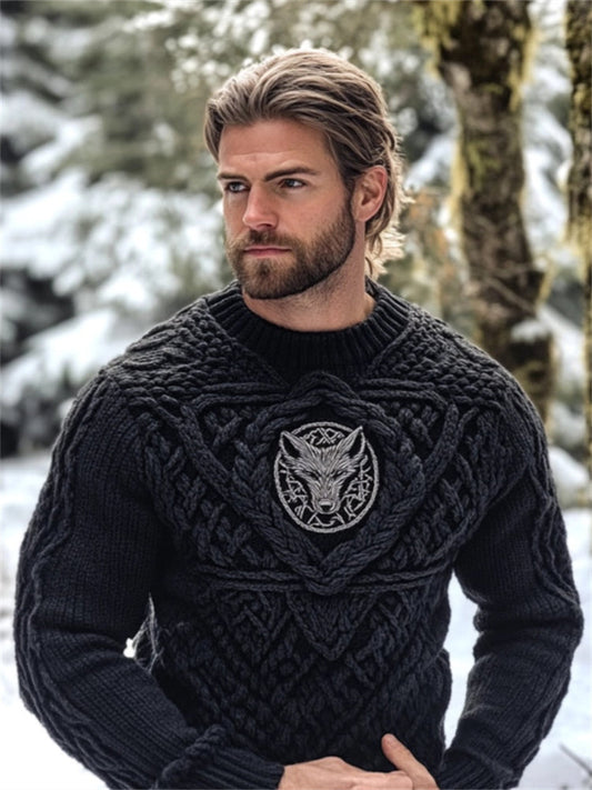 Men's Viking Fenrir Wolf Hexagram Celtic Cozy Sweater artswardrobe