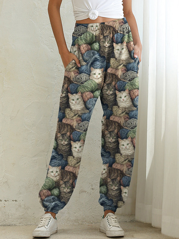 Wooly Cats Print Women's Sweatpants elevenforest