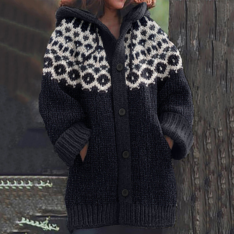 Vintage Icelandic Floral Knitted Jacquard Warm Sweater Cardigan elevenforest