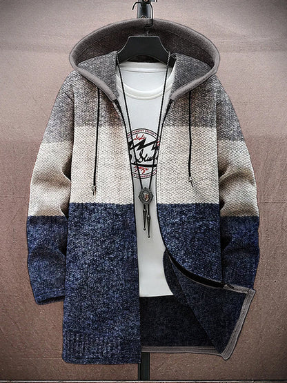 Vintage Colorblock Geometric Pattern Men's Zipper Hoodie artswardrobe