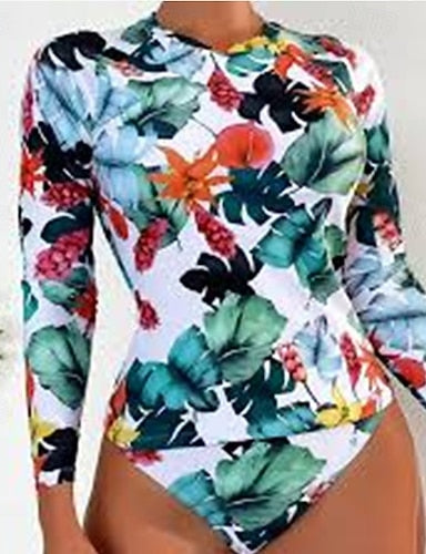Rash Guard 2 Piece Swimsuit Rash Guard Swimwear Blue Upf 50+ Long Sleeve - Surfing Beach Swimming Summer