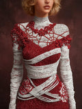 Halloween Spider Web Blood Bead & Bandage Art Women's Turtleneck Sweater artswardrobe