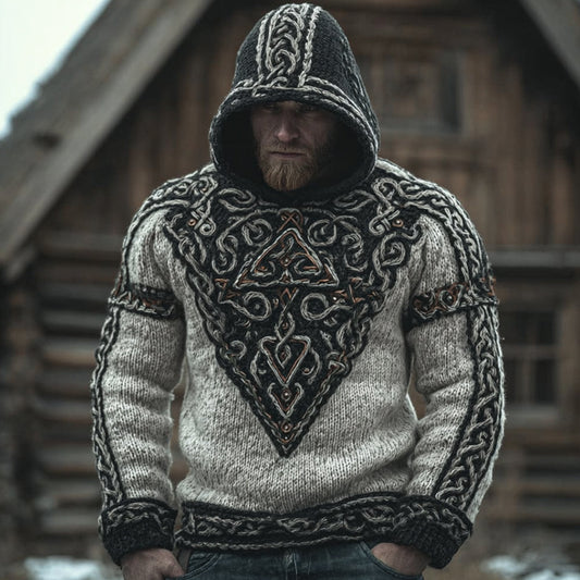 Viking Style Celtic Knot Loose Hooded Sweater artswardrobe