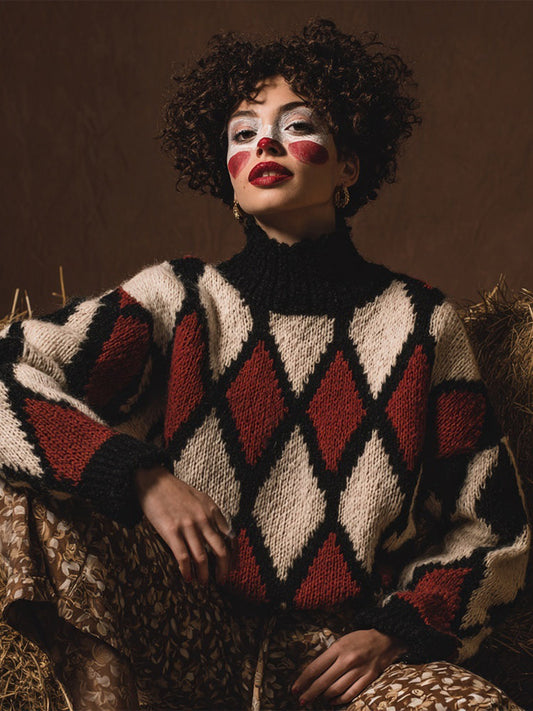 Halloween Pokers Inspired Colorblock Cozy Sweater artswardrobe